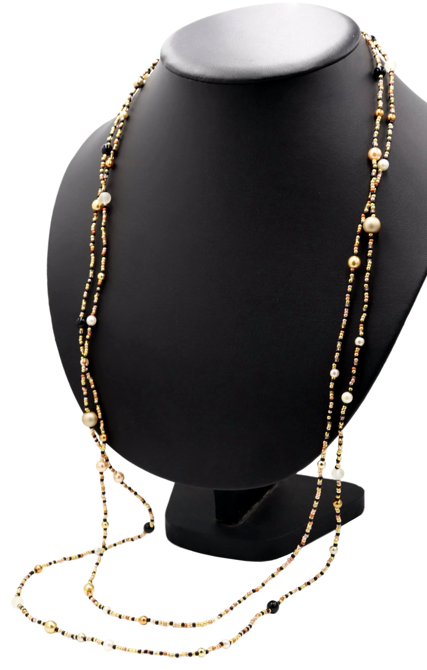 All That Glitters is Gold, Bronze, and Black 74" Long Wrap Necklace by Monkey’s Mojo