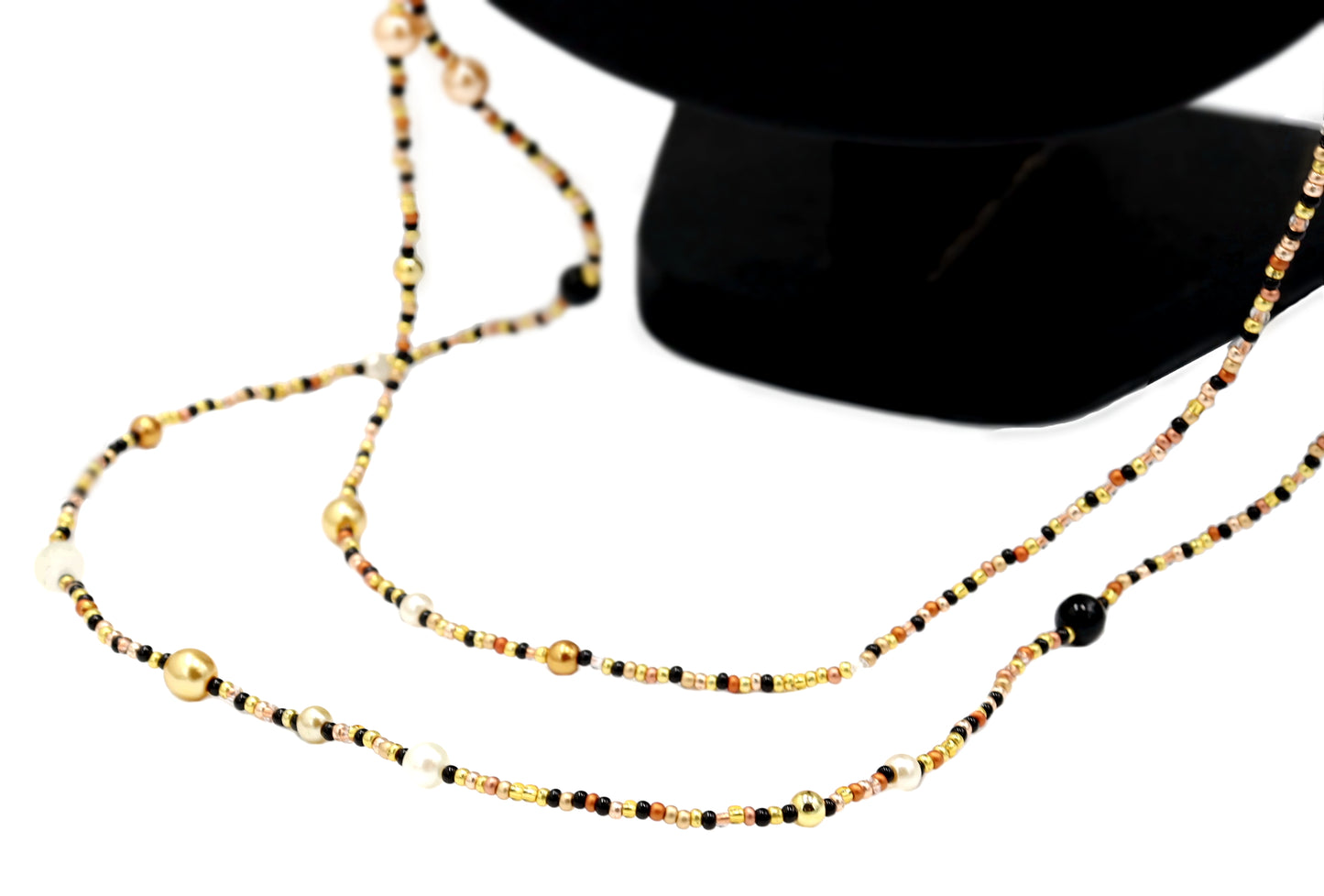 All That Glitters is Gold, Bronze, and Black 74" Long Wrap Necklace by Monkey’s Mojo