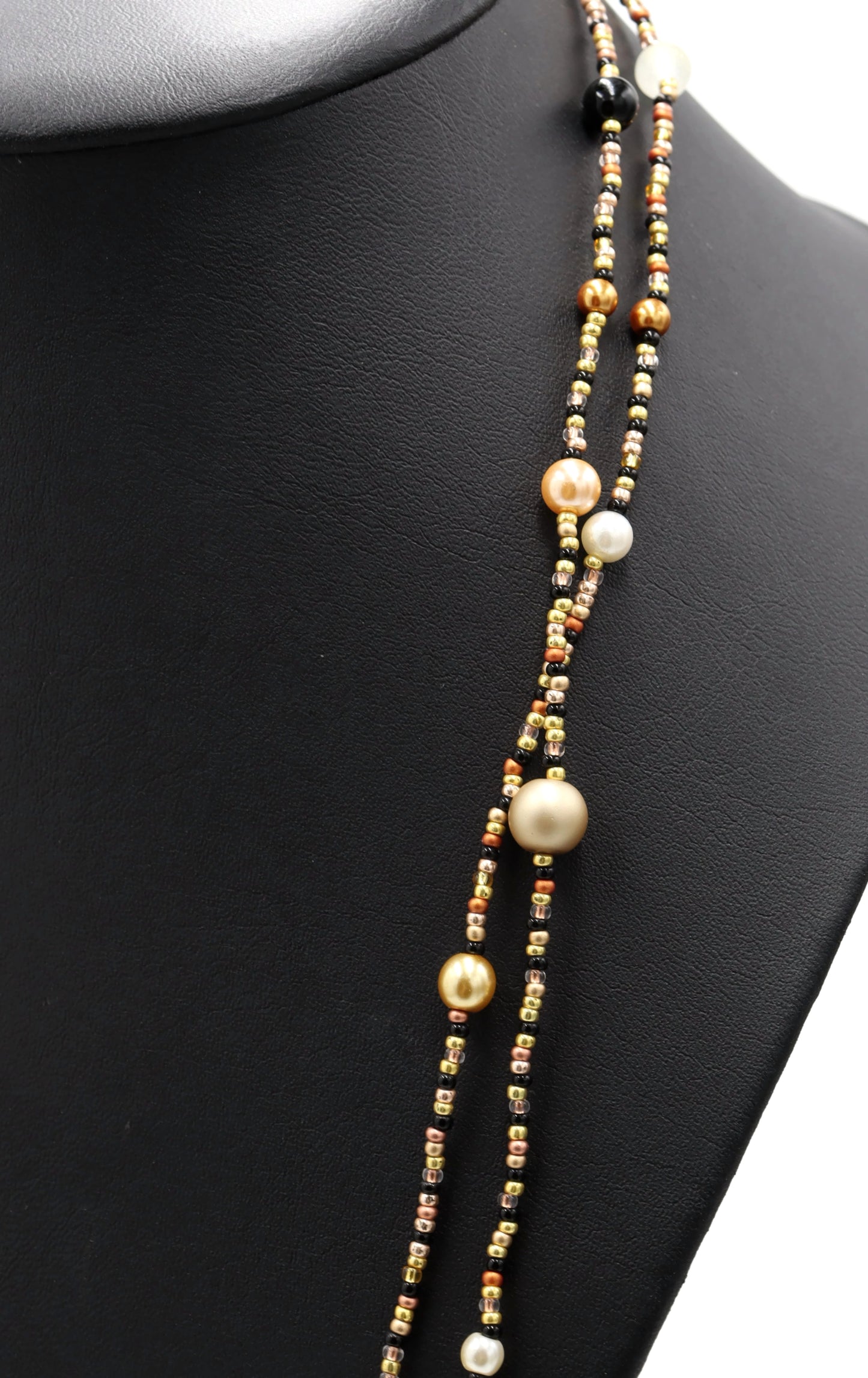 All That Glitters is Gold, Bronze, and Black 74" Long Wrap Necklace by Monkey’s Mojo