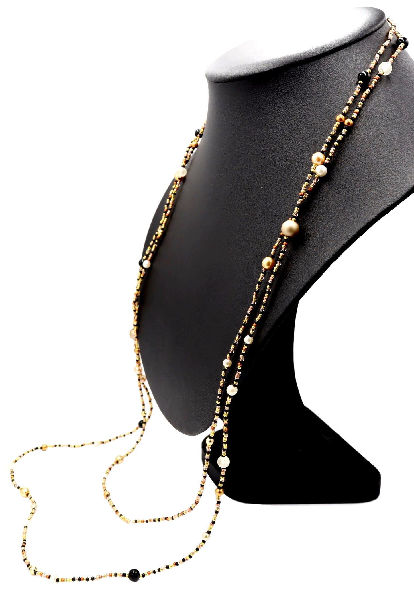 All That Glitters is Gold, Bronze, and Black 74" Long Wrap Necklace by Monkey’s Mojo