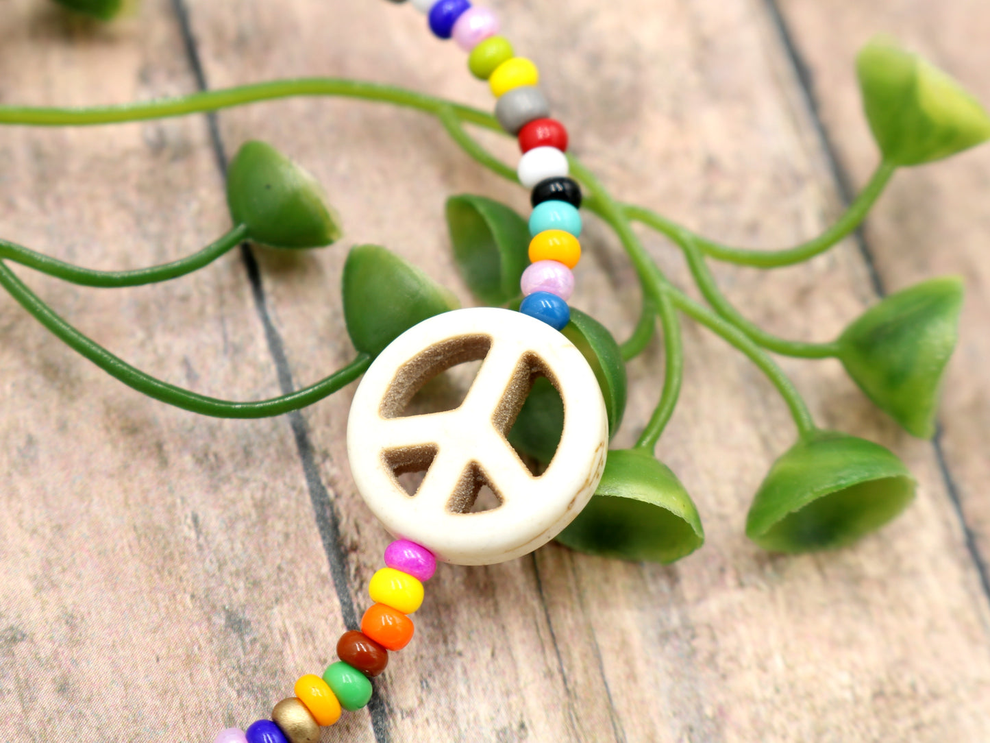 Holler For Howlite  Dove White Peace Be to You Assorted Seed Bead Glass Bracelet by Monkey's Mojo