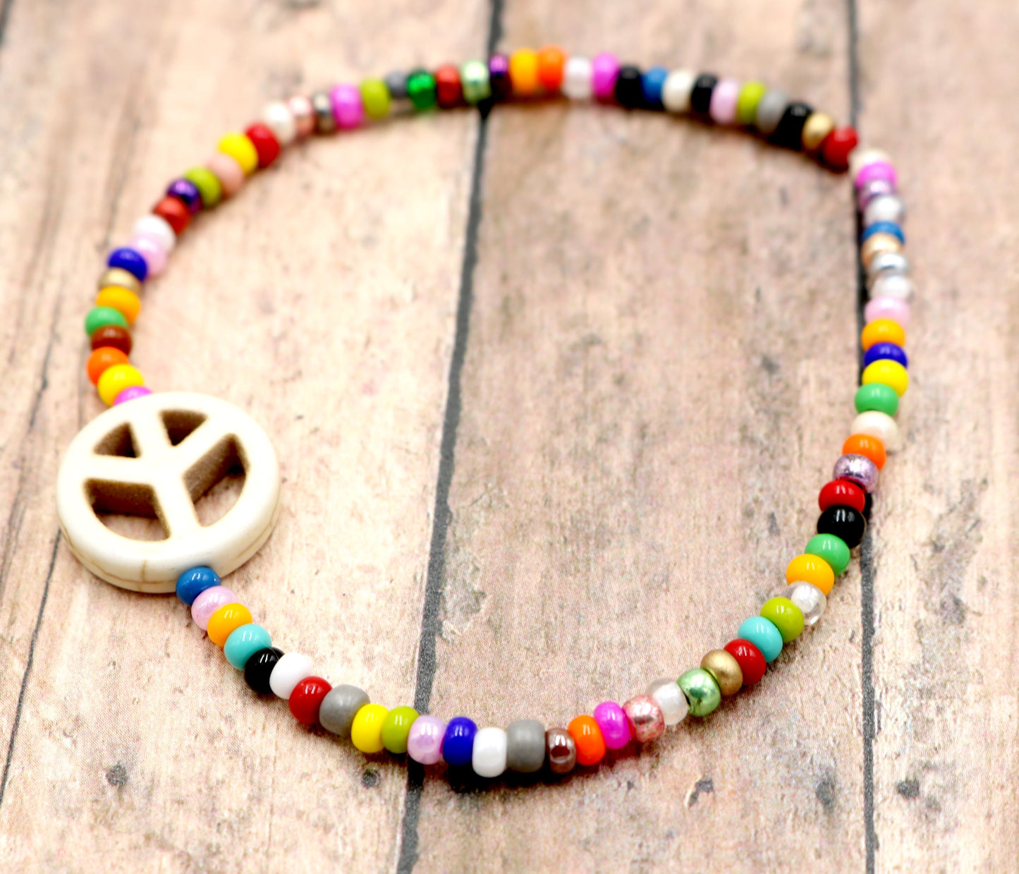 Holler For Howlite  Dove White Peace Be to You Assorted Seed Bead Glass Bracelet by Monkey's Mojo