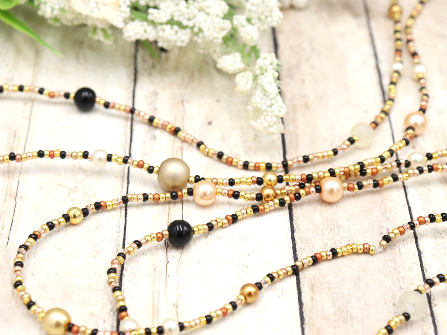 All That Glitters is Gold, Bronze, and Black 74" Long Wrap Necklace by Monkey’s Mojo