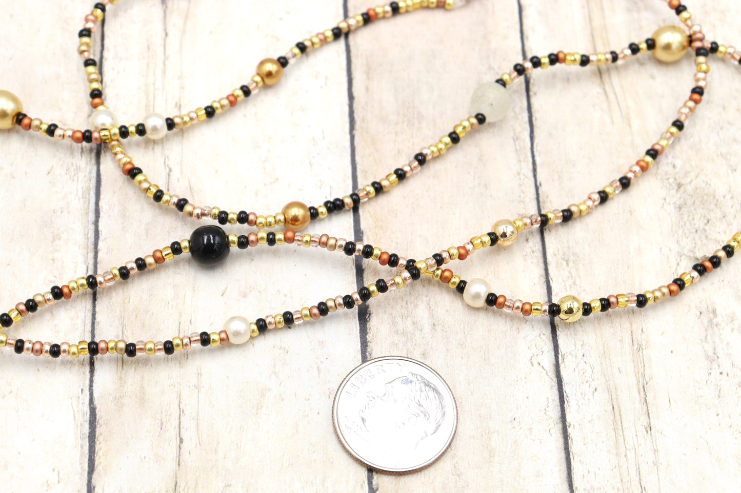 All That Glitters is Gold, Bronze, and Black 74" Long Wrap Necklace by Monkey’s Mojo