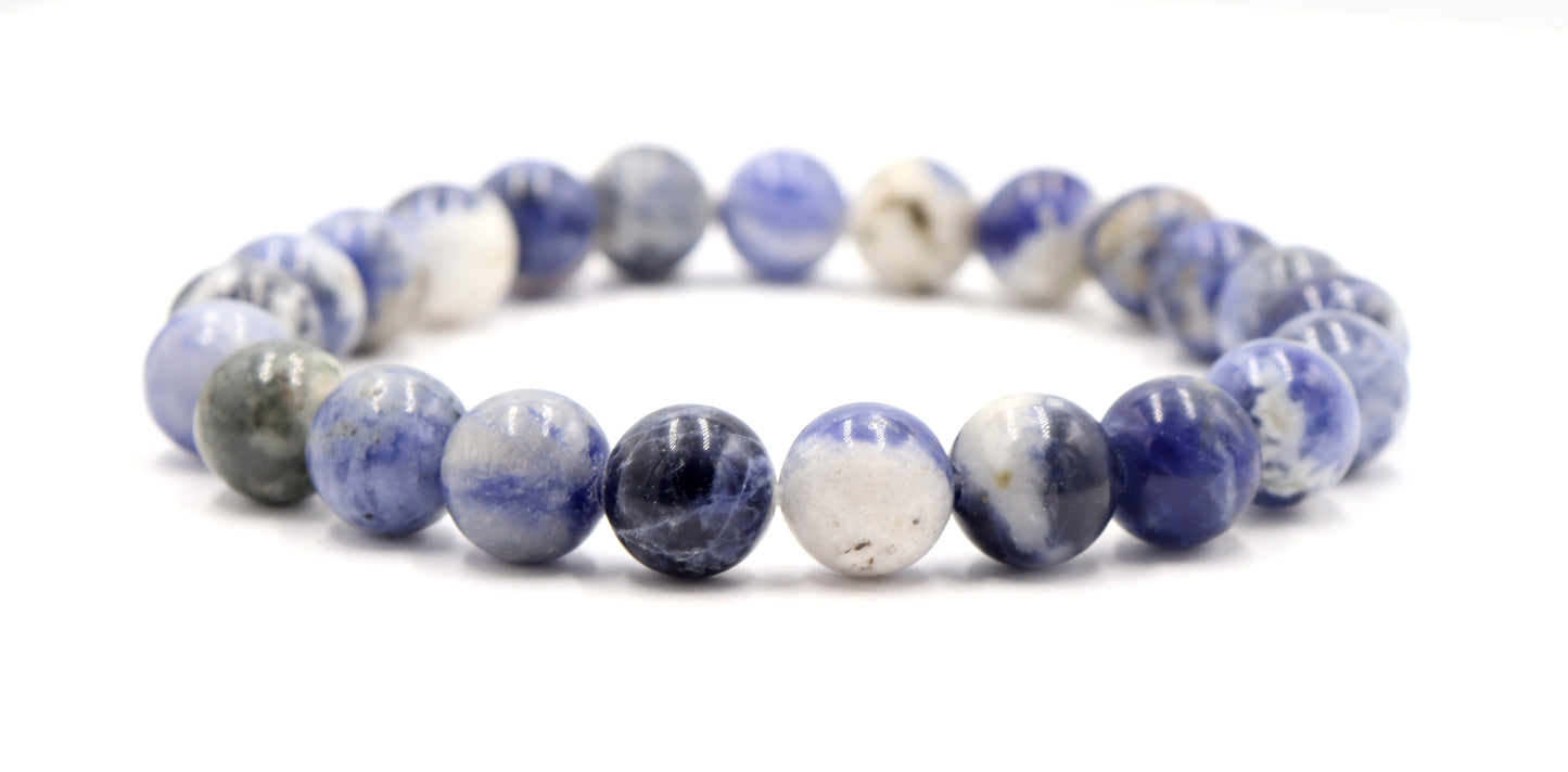 Showing Up to Show Off Our Sodalite Gemstone 8.5mm Bracelet by Monkeys Mojo