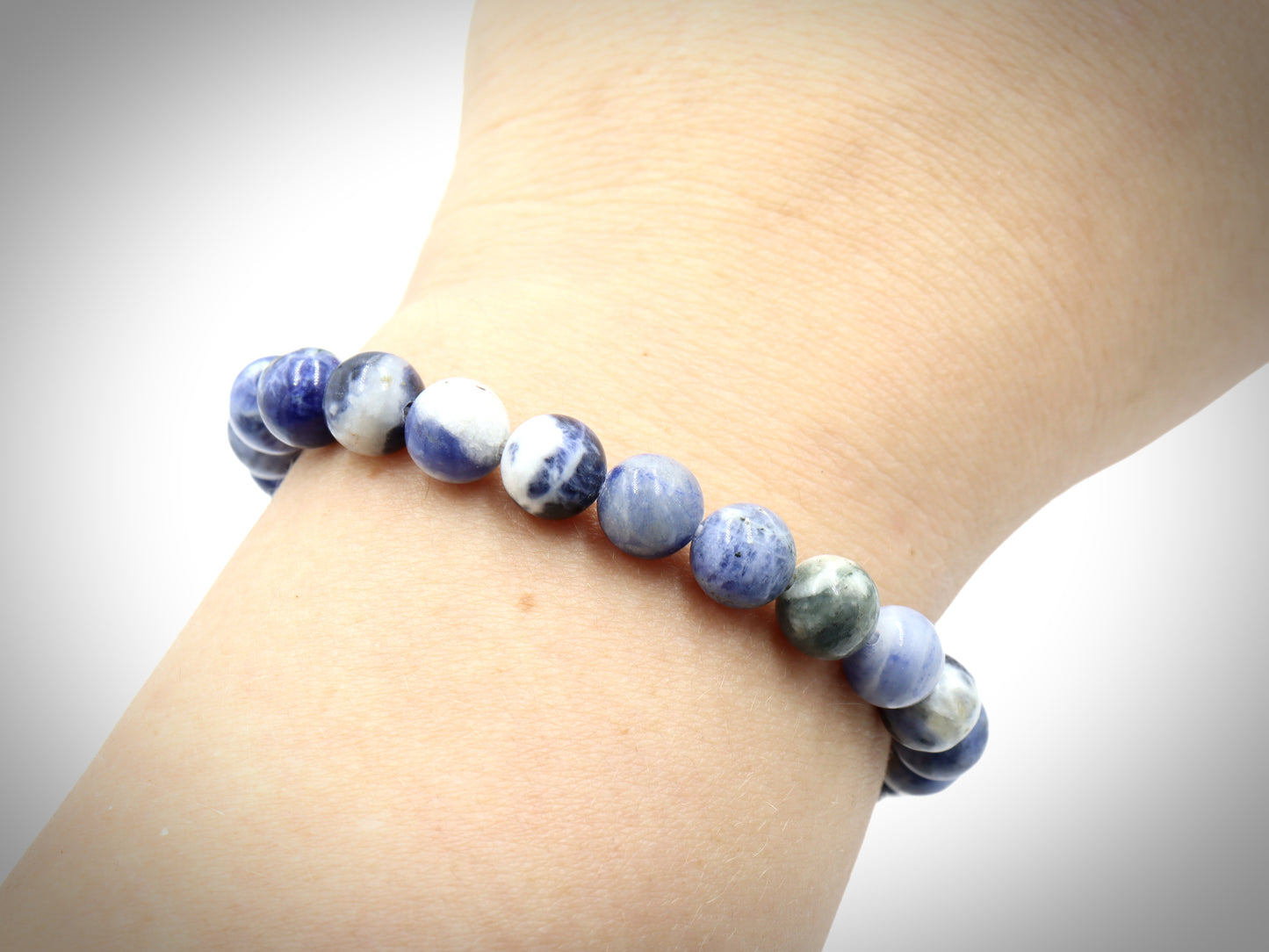 Showing Up to Show Off Our Sodalite Gemstone 8.5mm Bracelet by Monkeys Mojo