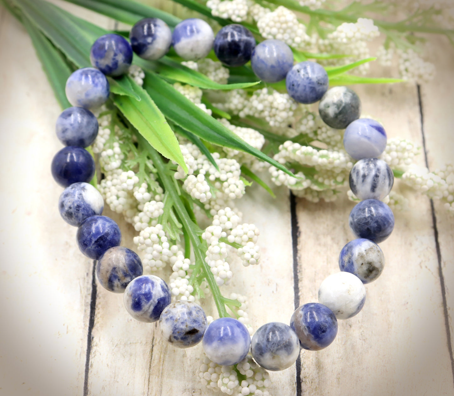 Showing Up to Show Off Our Sodalite Gemstone 8.5mm Bracelet by Monkeys Mojo