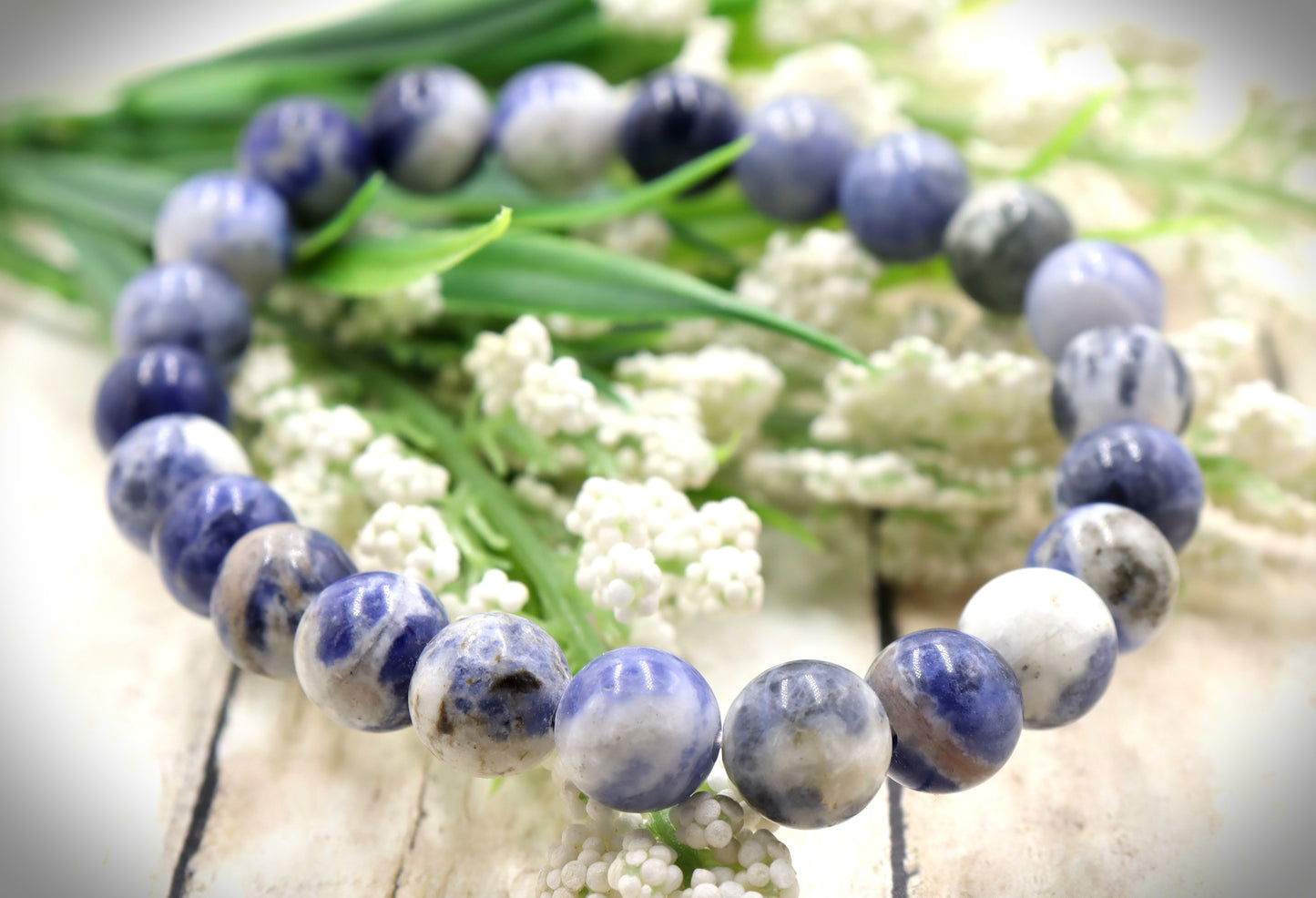Showing Up to Show Off Our Sodalite Gemstone 8.5mm Bracelet by Monkeys Mojo