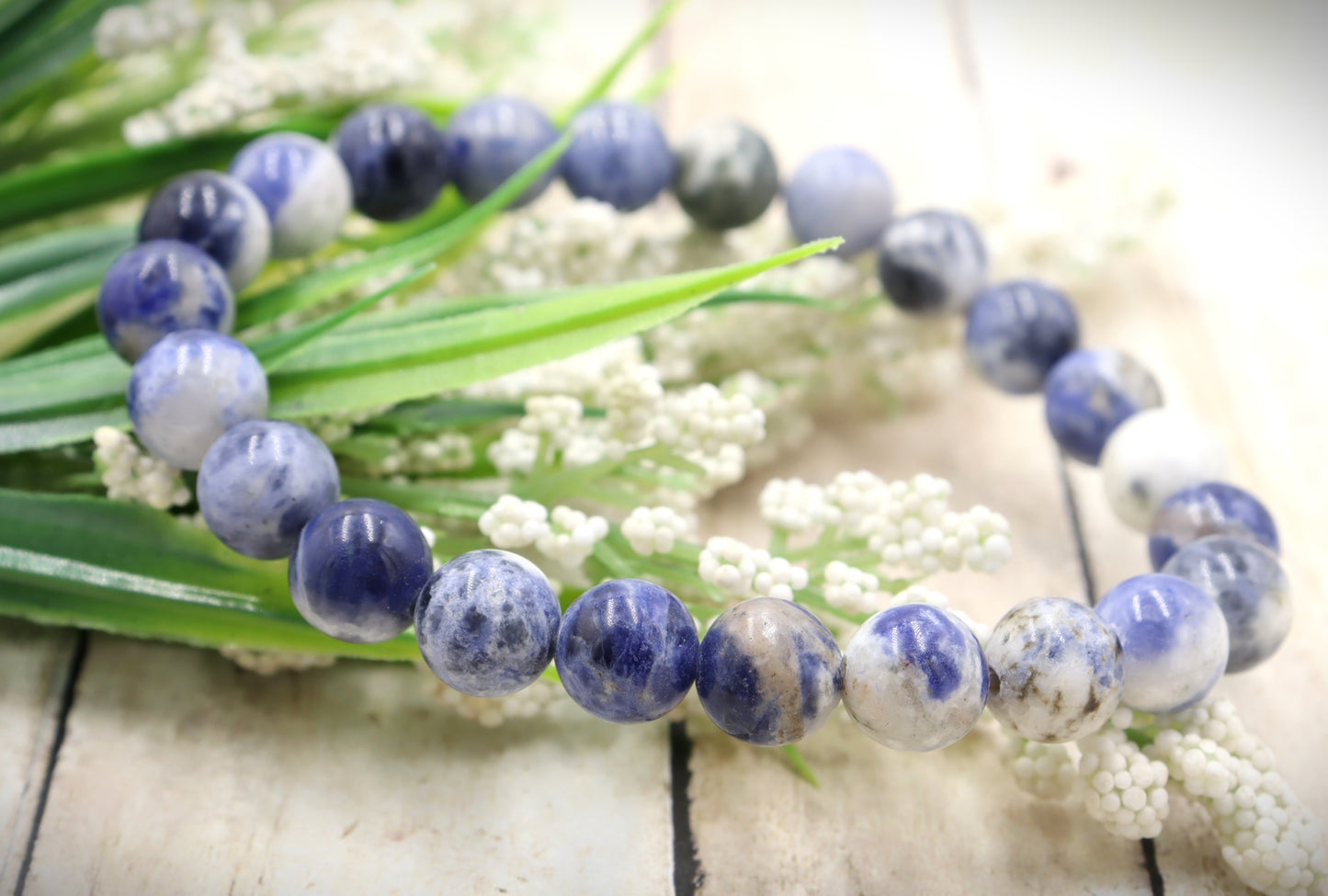 Showing Up to Show Off Our Sodalite Gemstone 8.5mm Bracelet by Monkeys Mojo