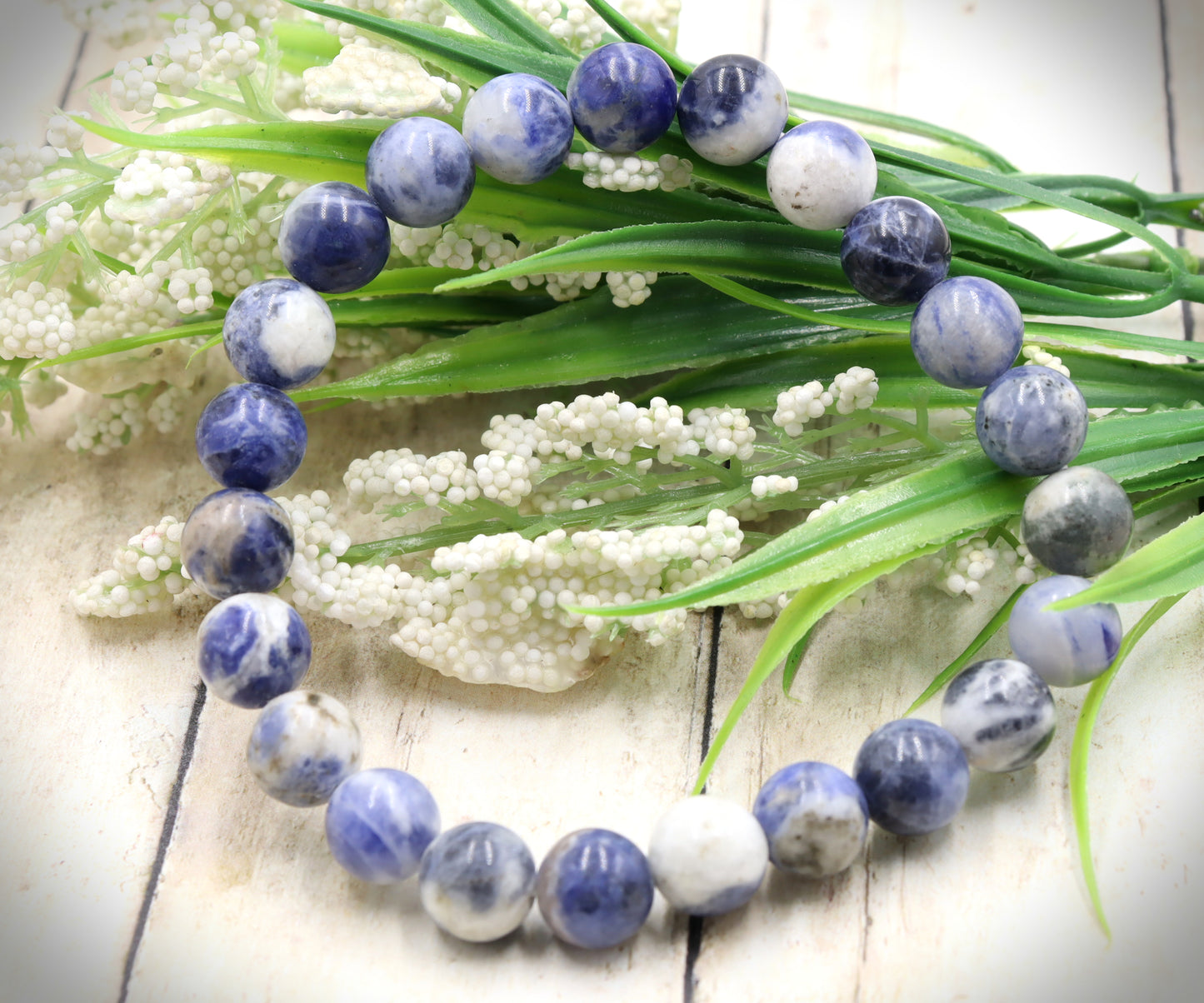 Showing Up to Show Off Our Sodalite Gemstone 8.5mm Bracelet by Monkeys Mojo