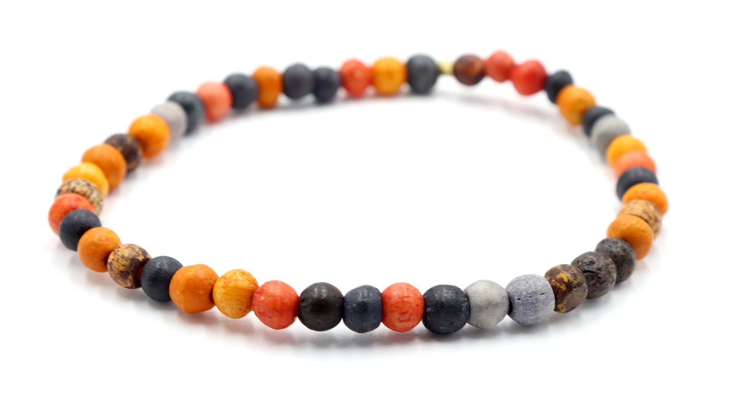 Retro Halloween Tricks and Dyed Bone Orange, Black, & Gray Beaded Bracelet by Monkey's Mojo