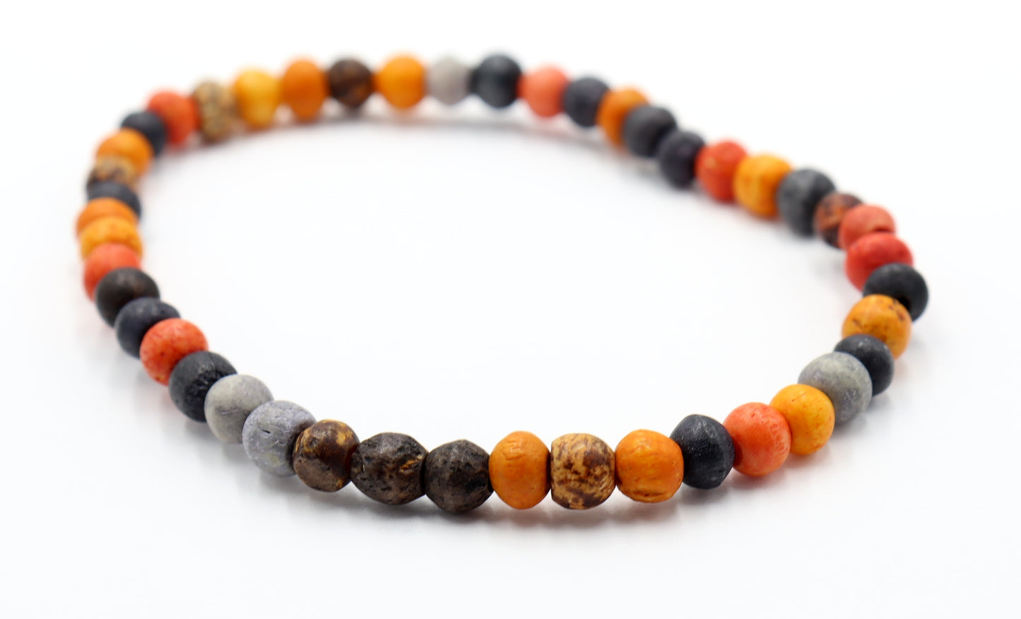 Retro Halloween Tricks and Dyed Bone Orange, Black, & Gray Beaded Bracelet by Monkey's Mojo