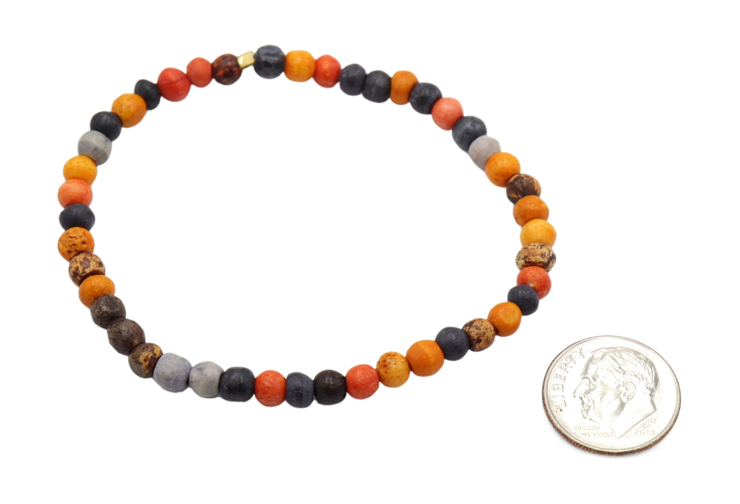 Retro Halloween Tricks and Dyed Bone Orange, Black, & Gray Beaded Bracelet by Monkey's Mojo