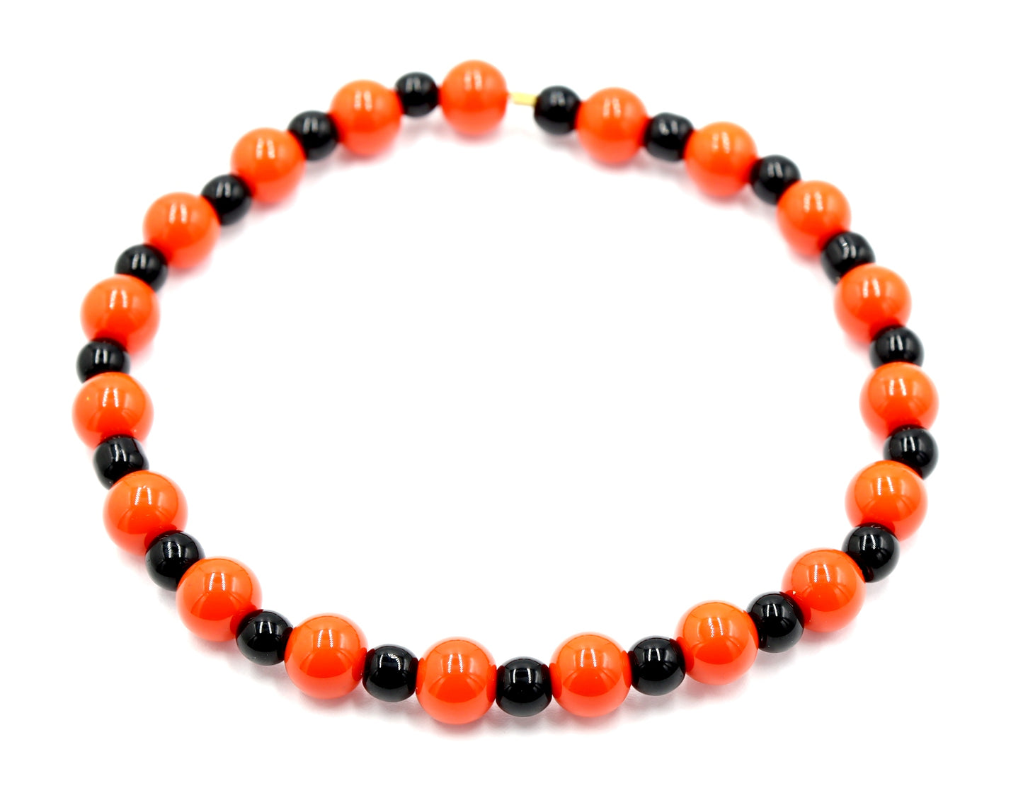 Halloween Classic Sweet Treat Orange and Black Round Glass Beaded Bracelet by Monkey's Mojo