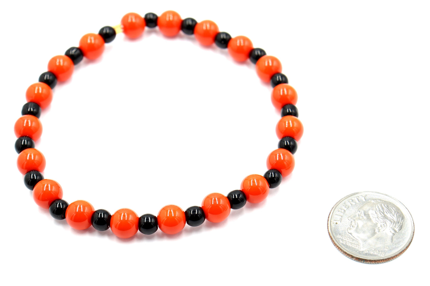 Halloween Classic Sweet Treat Orange and Black Round Glass Beaded Bracelet by Monkey's Mojo