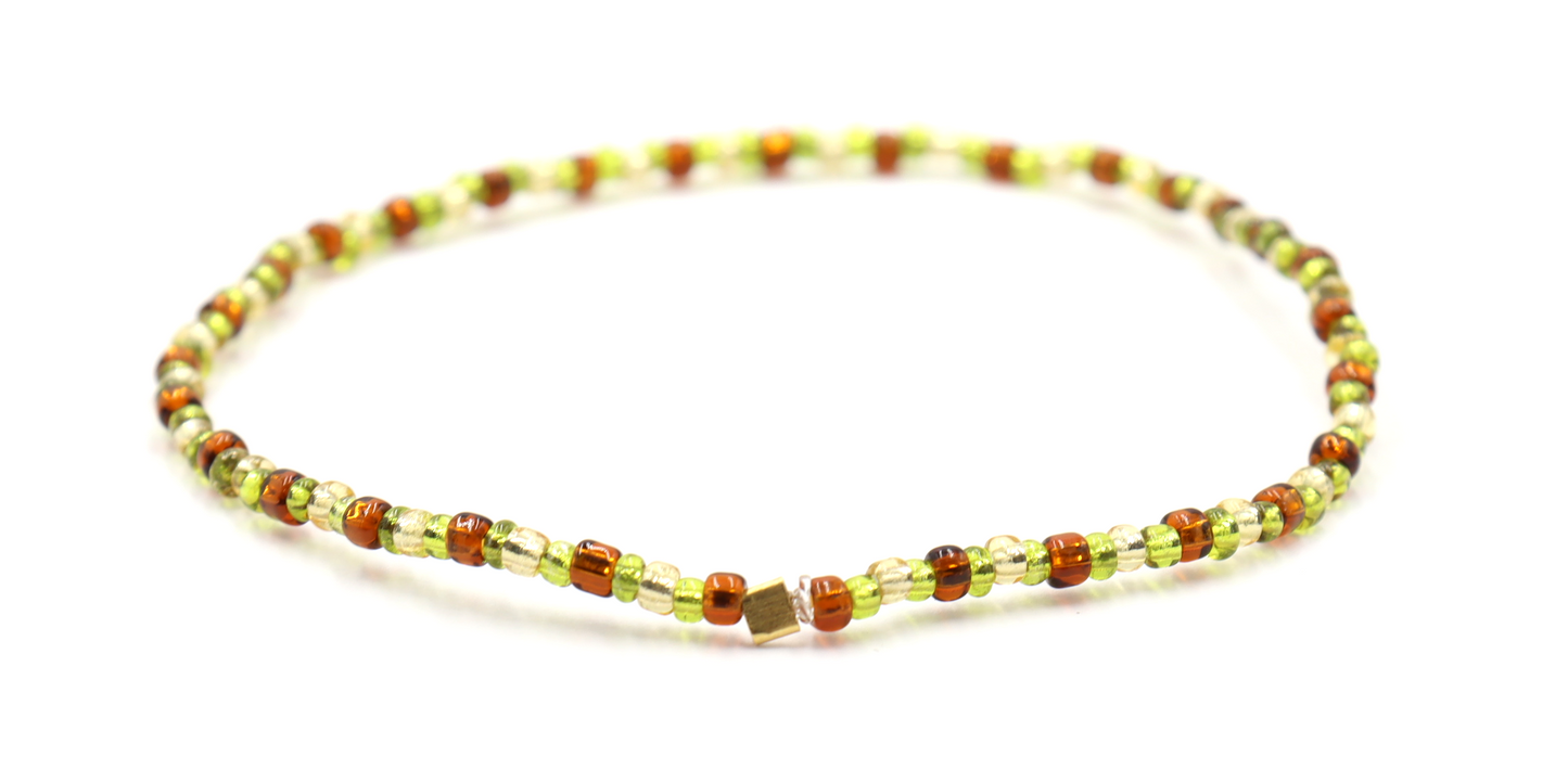 Harvest Pear - An Autumn Delight Women's Glass Bead Stretch Bracelet by Monkey's Mojo