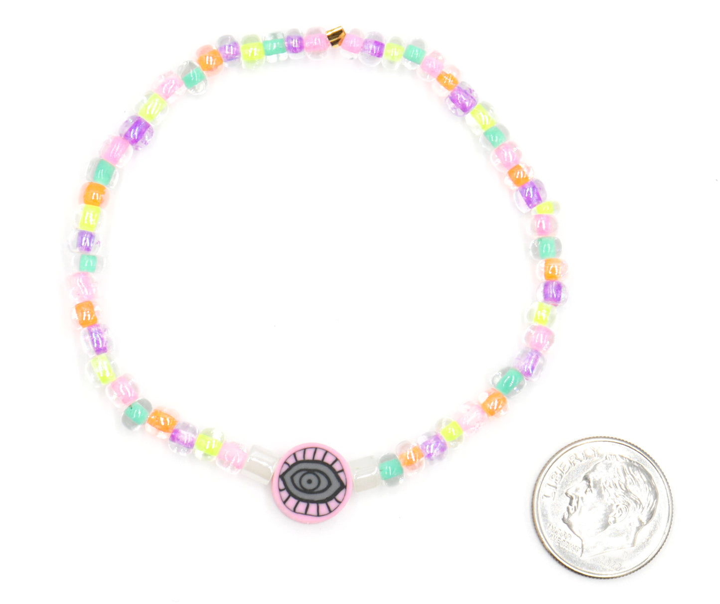 The Best Case of Pink Eye - Trippy Pastel Glass and Polymer Charm Bracelet by Monkeys Mojo