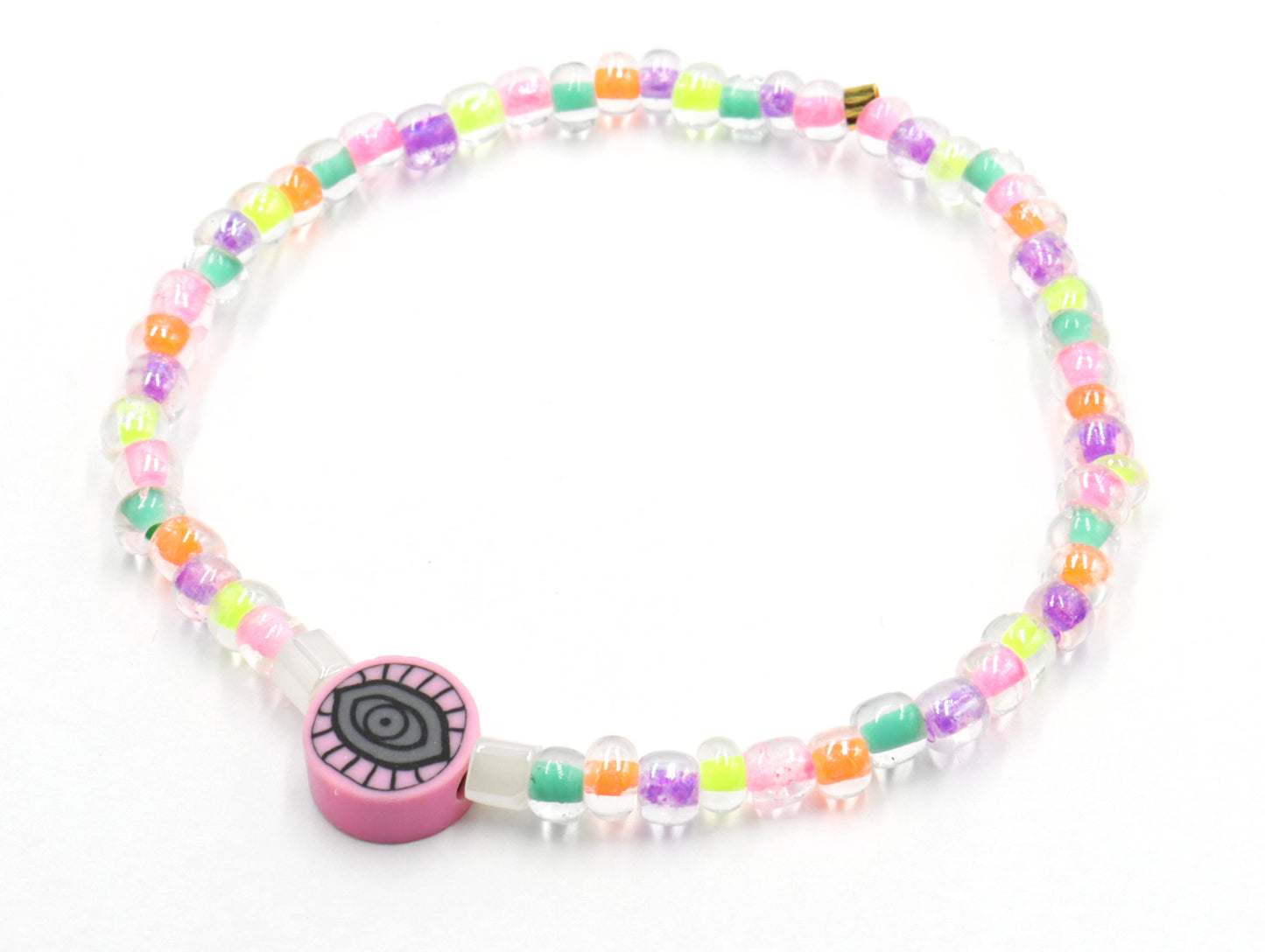 The Best Case of Pink Eye - Trippy Pastel Glass and Polymer Charm Bracelet by Monkeys Mojo