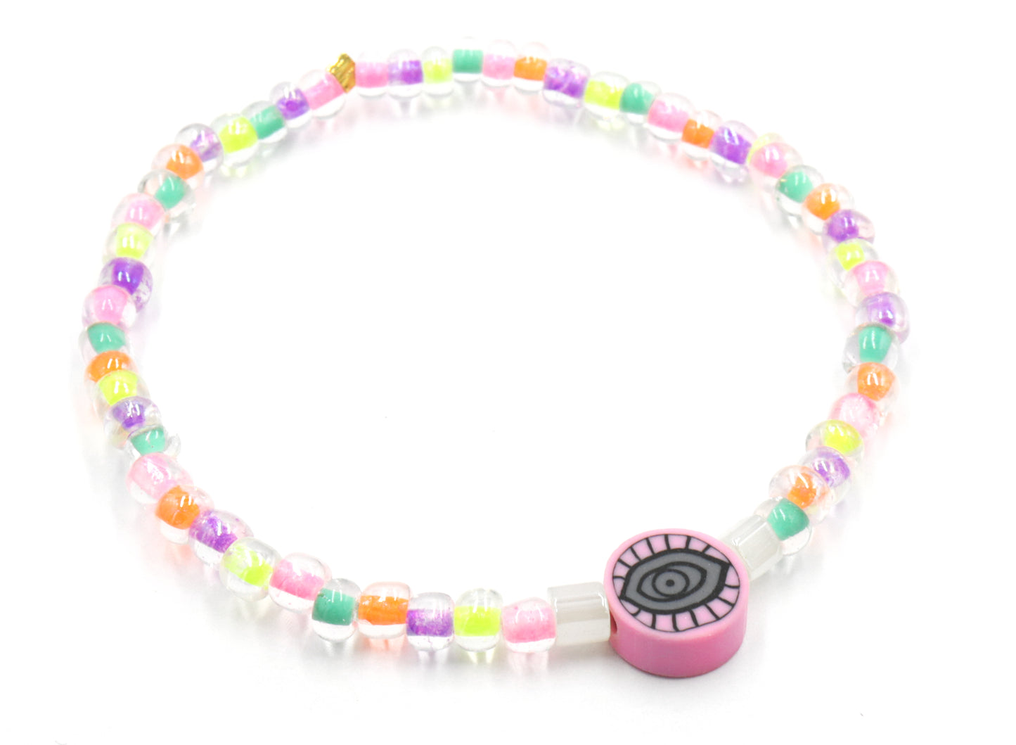 The Best Case of Pink Eye - Trippy Pastel Glass and Polymer Charm Bracelet by Monkeys Mojo