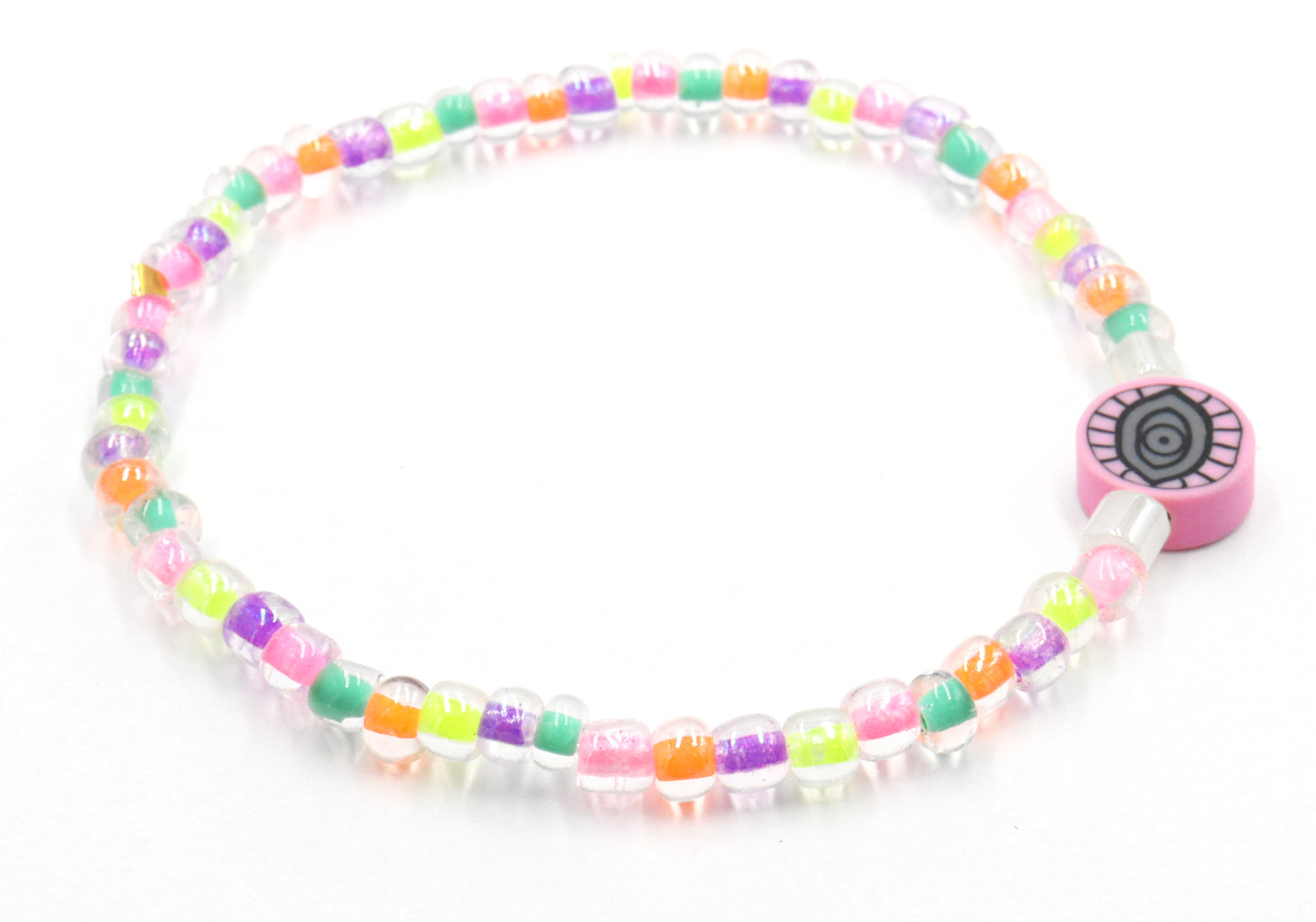 The Best Case of Pink Eye - Trippy Pastel Glass and Polymer Charm Bracelet by Monkeys Mojo