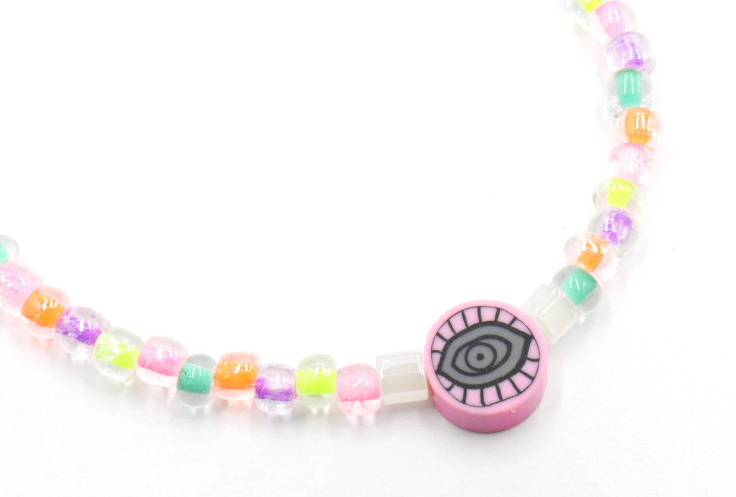 The Best Case of Pink Eye - Trippy Pastel Glass and Polymer Charm Bracelet by Monkeys Mojo