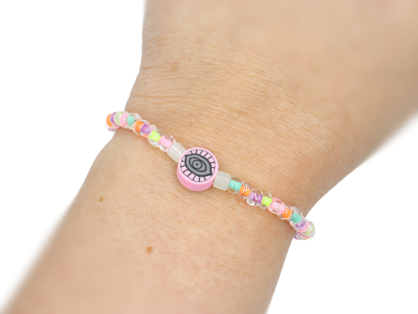 The Best Case of Pink Eye - Trippy Pastel Glass and Polymer Charm Bracelet by Monkeys Mojo