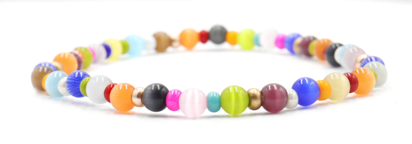 Cat Got Your Eye Synthetic Cat's Eye Colorful Bliss Handmade Bracelet by Monkeys Mojo Jewelry