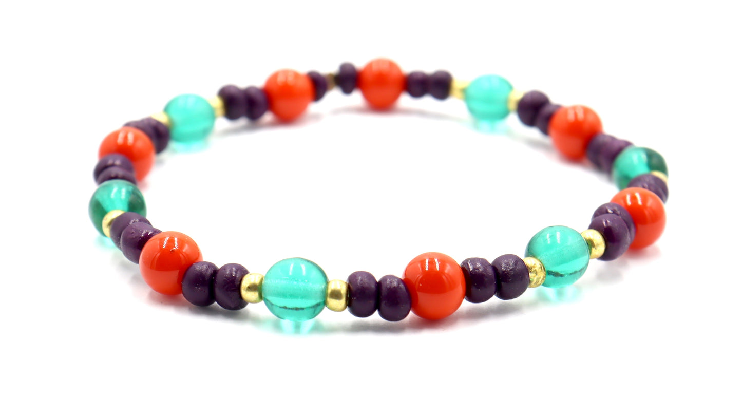 This Bracelet Will Put a Spell on You So Buy It Now Purple, Green and Orange Glass Bracelet by Monkey's Mojo