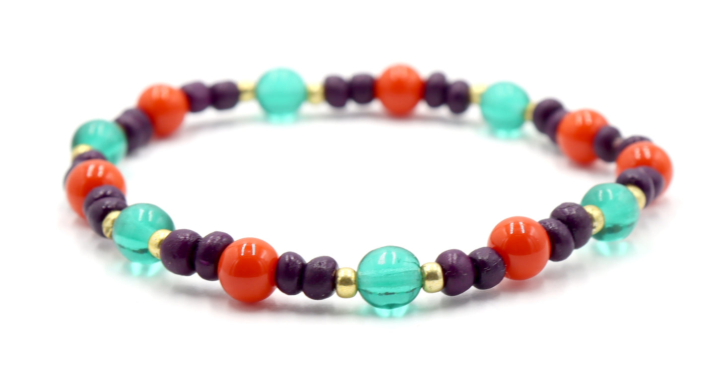 This Bracelet Will Put a Spell on You So Buy It Now Purple, Green and Orange Glass Bracelet by Monkey's Mojo