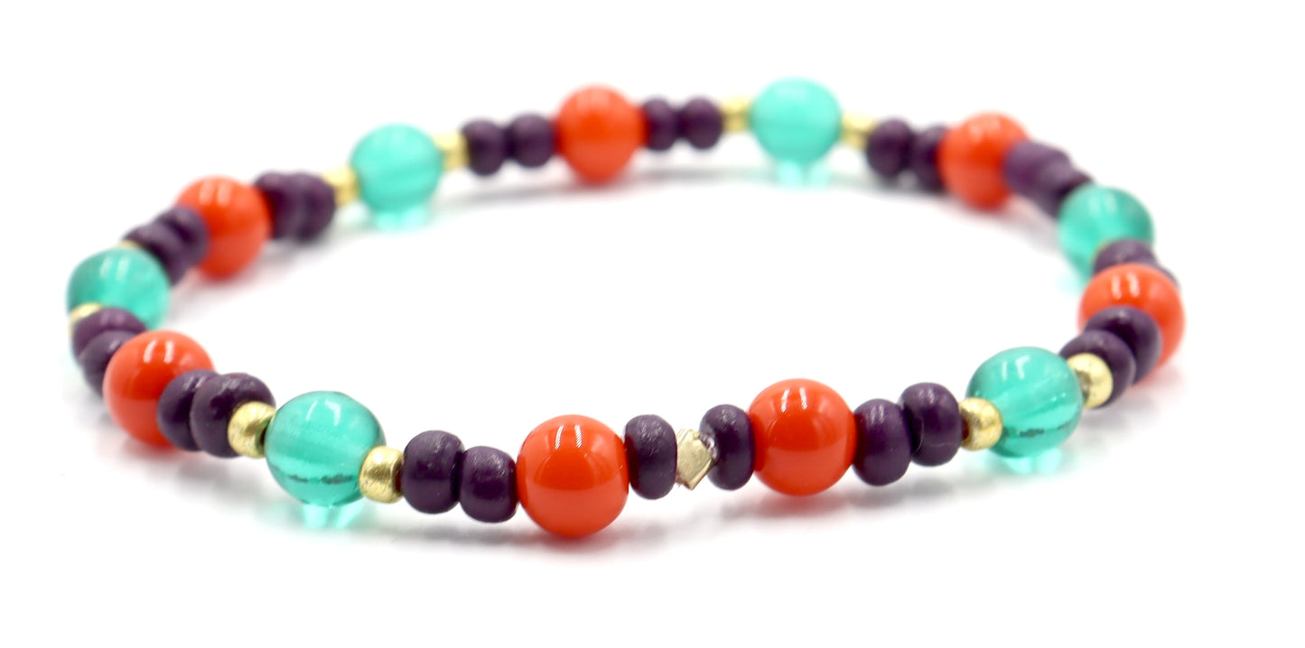 This Bracelet Will Put a Spell on You So Buy It Now Purple, Green and Orange Glass Bracelet by Monkey's Mojo