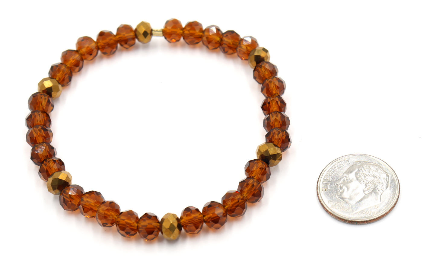 Golden Wheat Harvest - Gold and Brown Fall Autumn Glass Bead Stretch Bracelet by Monkey's Mojo