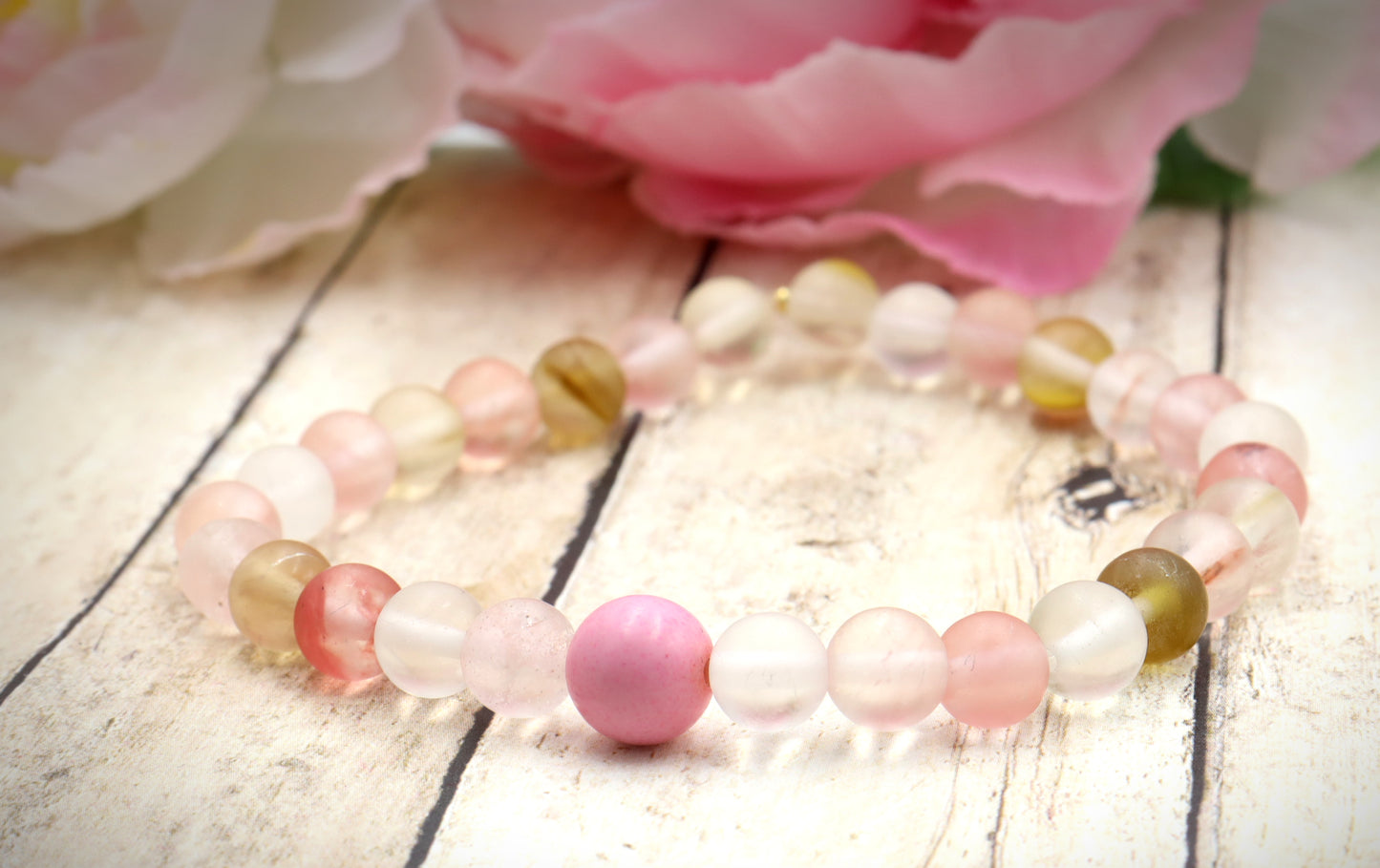 Very Pink Berry Vibes Cherry Quartz and Pink Dreams Bracelet by Monkeys Mojo Jewelry