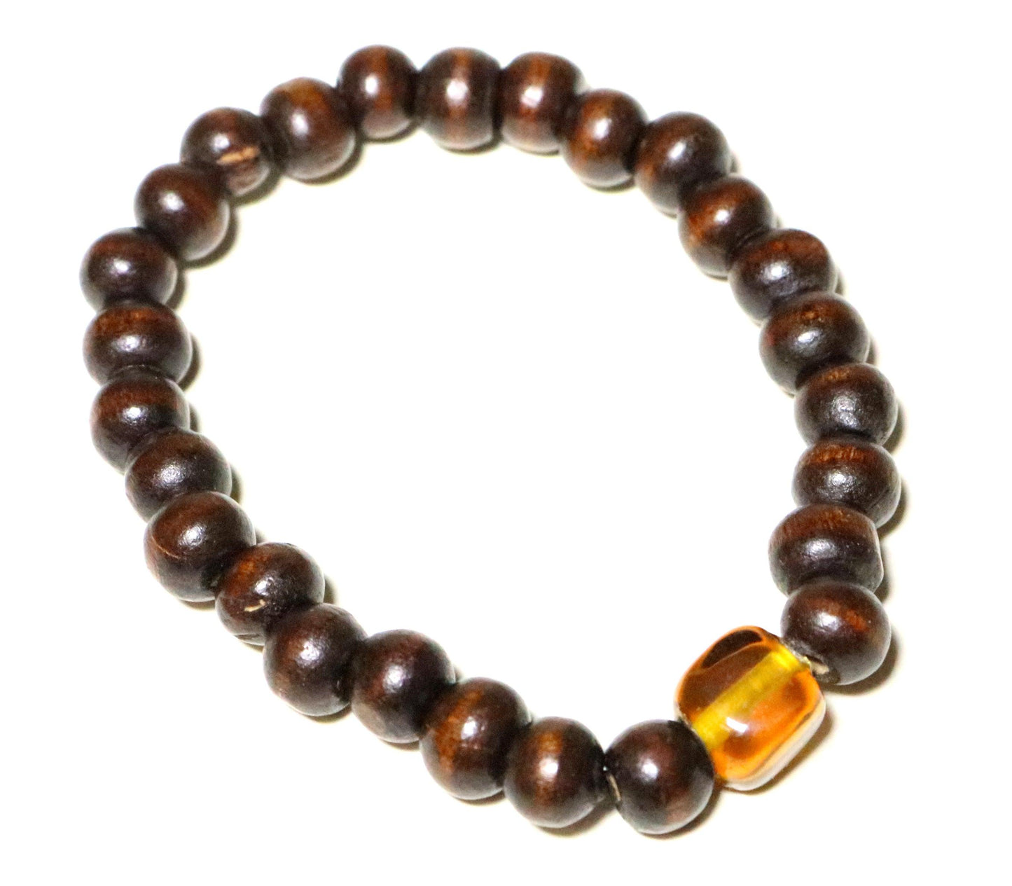Citrine Honey Yellow Glass Bead and Dark Wooden Dream Beads Bracelet - Monkeysmojo