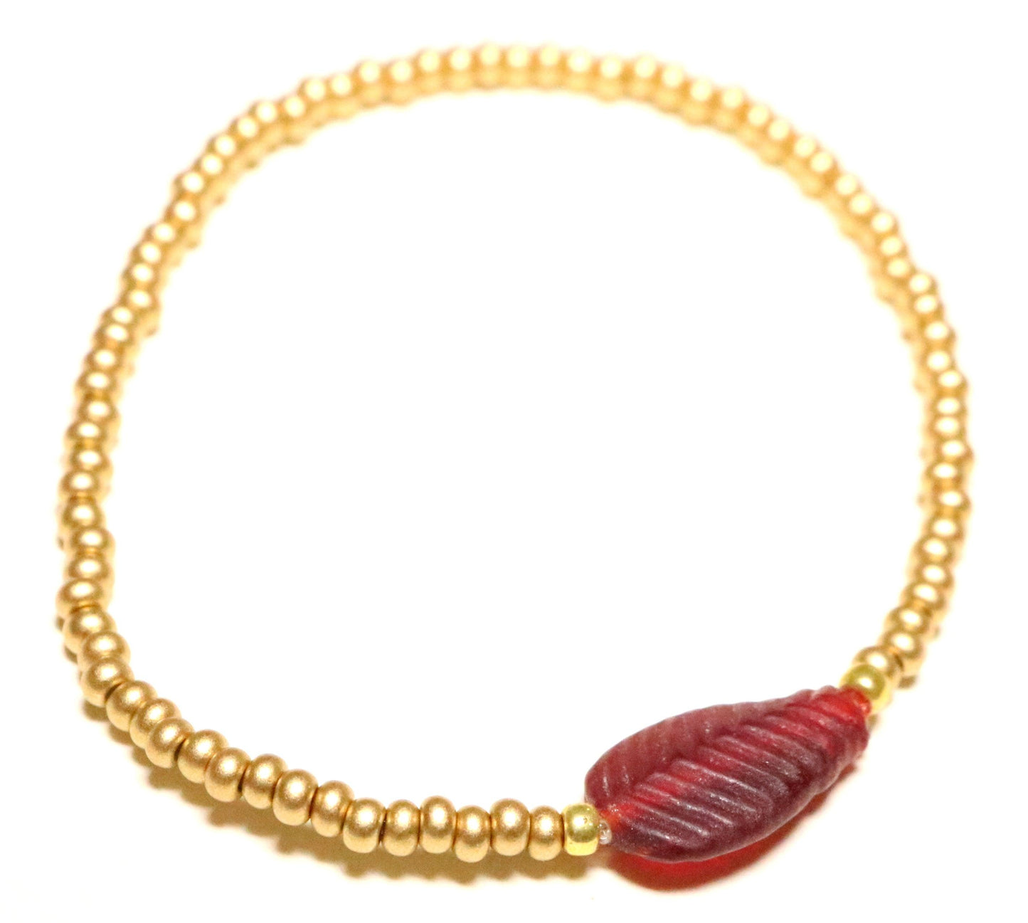 Phoenix Feather Red and Matte Gold Glass Women's Bracelet - Monkeysmojo