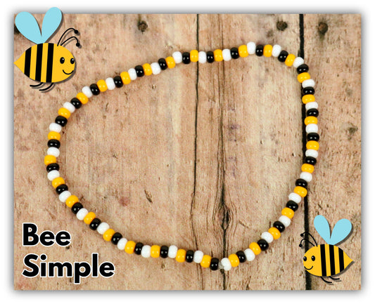 Simple Bumble Bee Black, Yellow, and White Glass Stack Women's Bracelet - Monkeysmojo