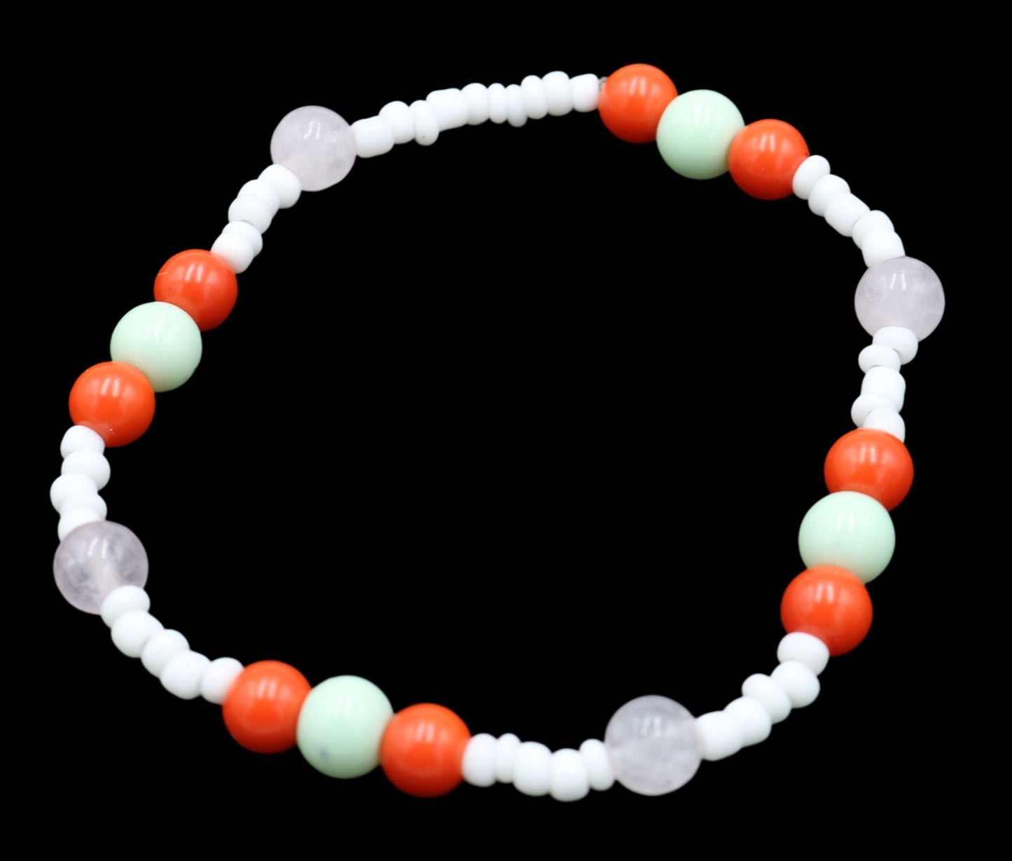 Orange Dreamsicle and Strawberry Mint Spring Time Women's Glass Stretch Bracelet - Monkeysmojo