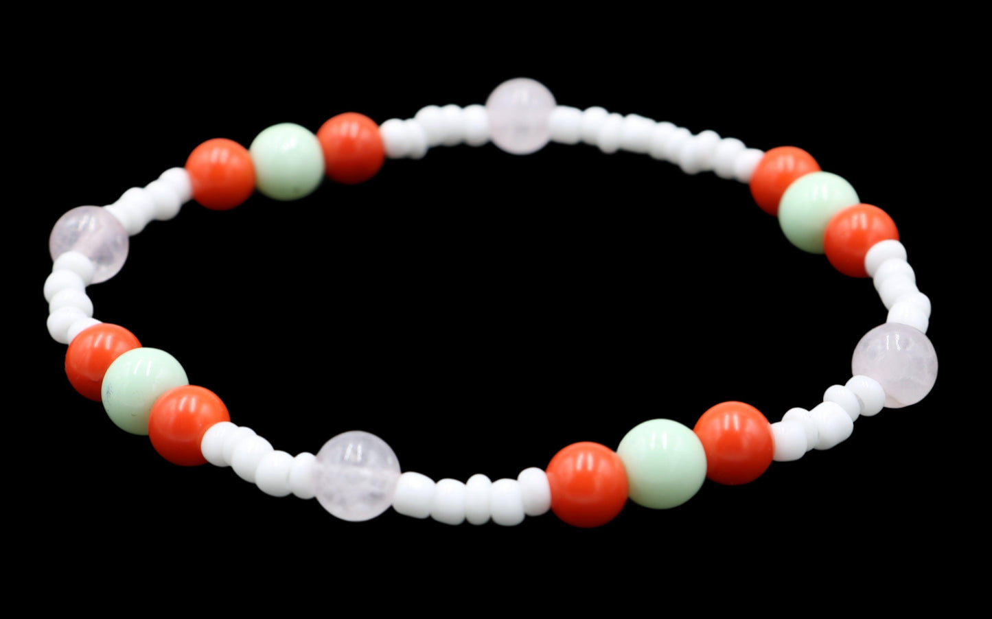 Orange Dreamsicle and Strawberry Mint Spring Time Women's Glass Stretch Bracelet - Monkeysmojo