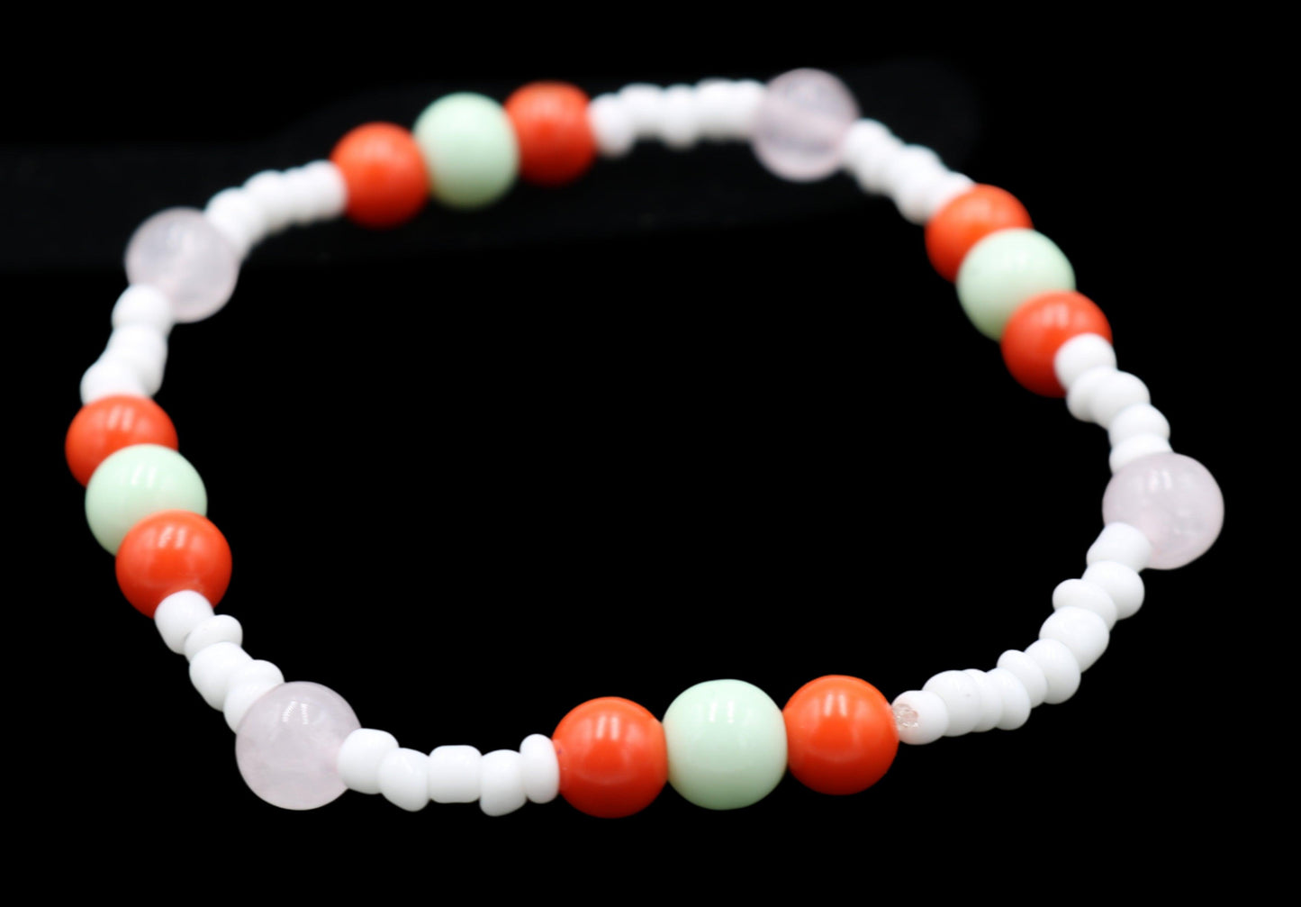 Orange Dreamsicle and Strawberry Mint Spring Time Women's Glass Stretch Bracelet - Monkeysmojo