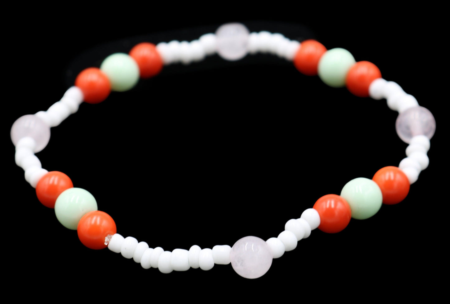 Orange Dreamsicle and Strawberry Mint Spring Time Women's Glass Stretch Bracelet - Monkeysmojo