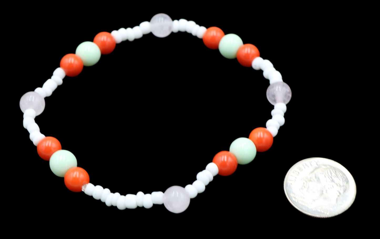 Orange Dreamsicle and Strawberry Mint Spring Time Women's Glass Stretch Bracelet - Monkeysmojo