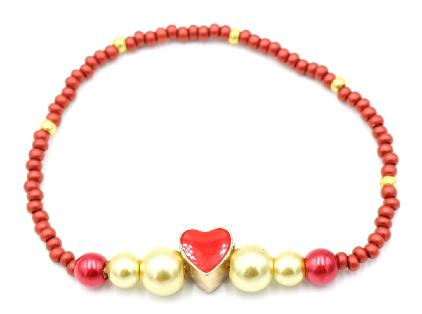 Matte My Hot Red Heart - Red and Yellow Gold 18KT Plated Heart Emoji Charm Bracelet - Monkeysmojo