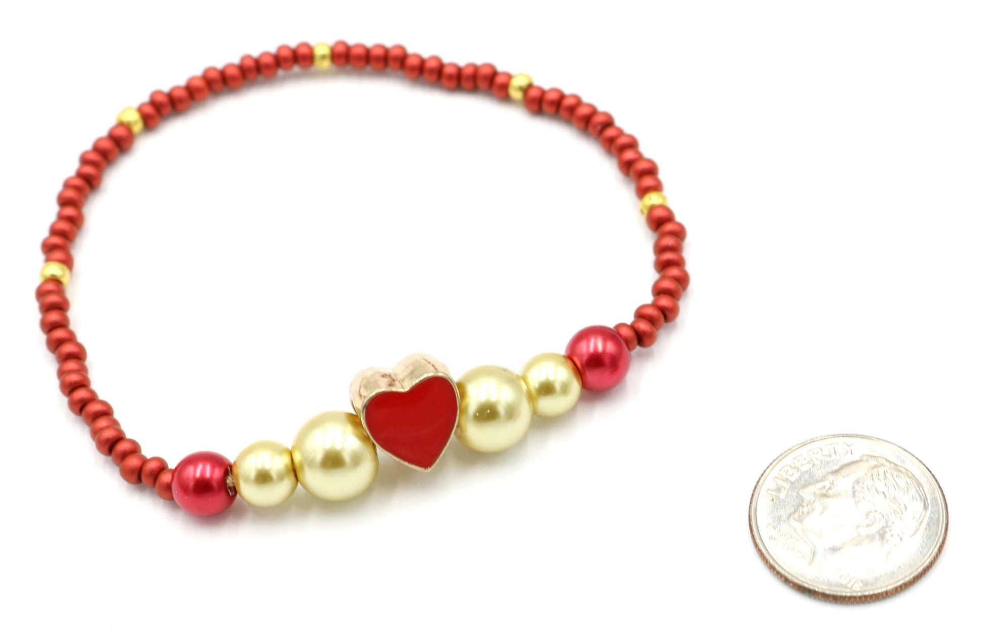 Matte My Hot Red Heart - Red and Yellow Gold 18KT Plated Heart Emoji Charm Bracelet - Monkeysmojo