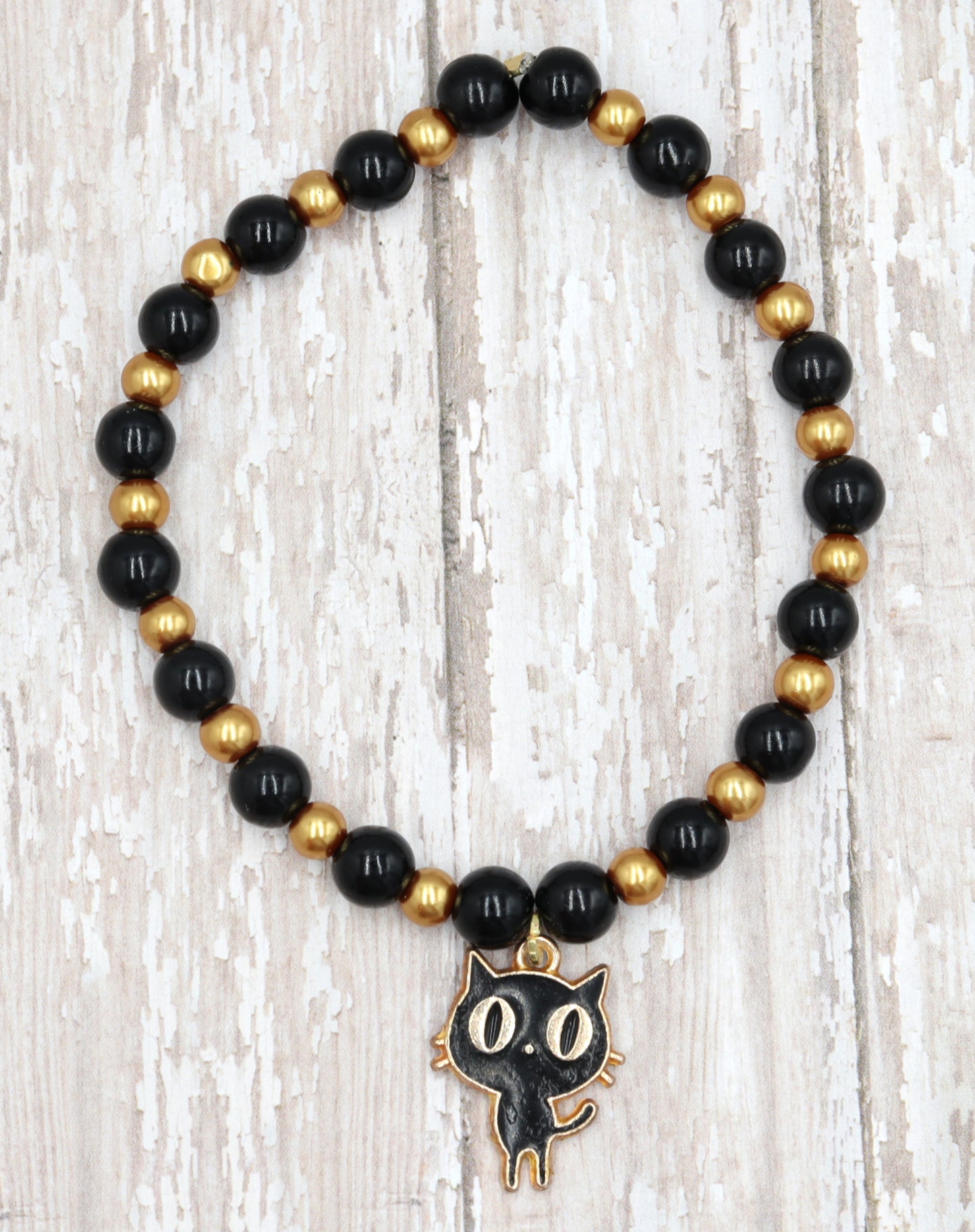 Black Cats Rock - Adorable Kawaii Feline Halloween Stretch Bracelet by Monkey's Mojo