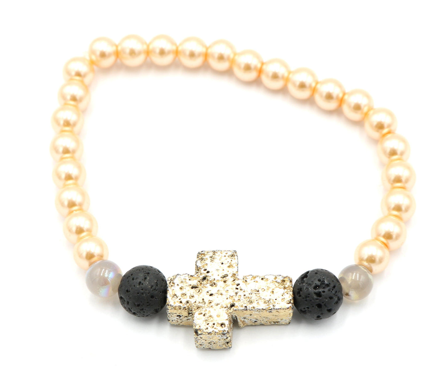 At The Cross - Easter Morning - Yellow Gold and Rose Gold Easter Women's Stretch Bracelet Front