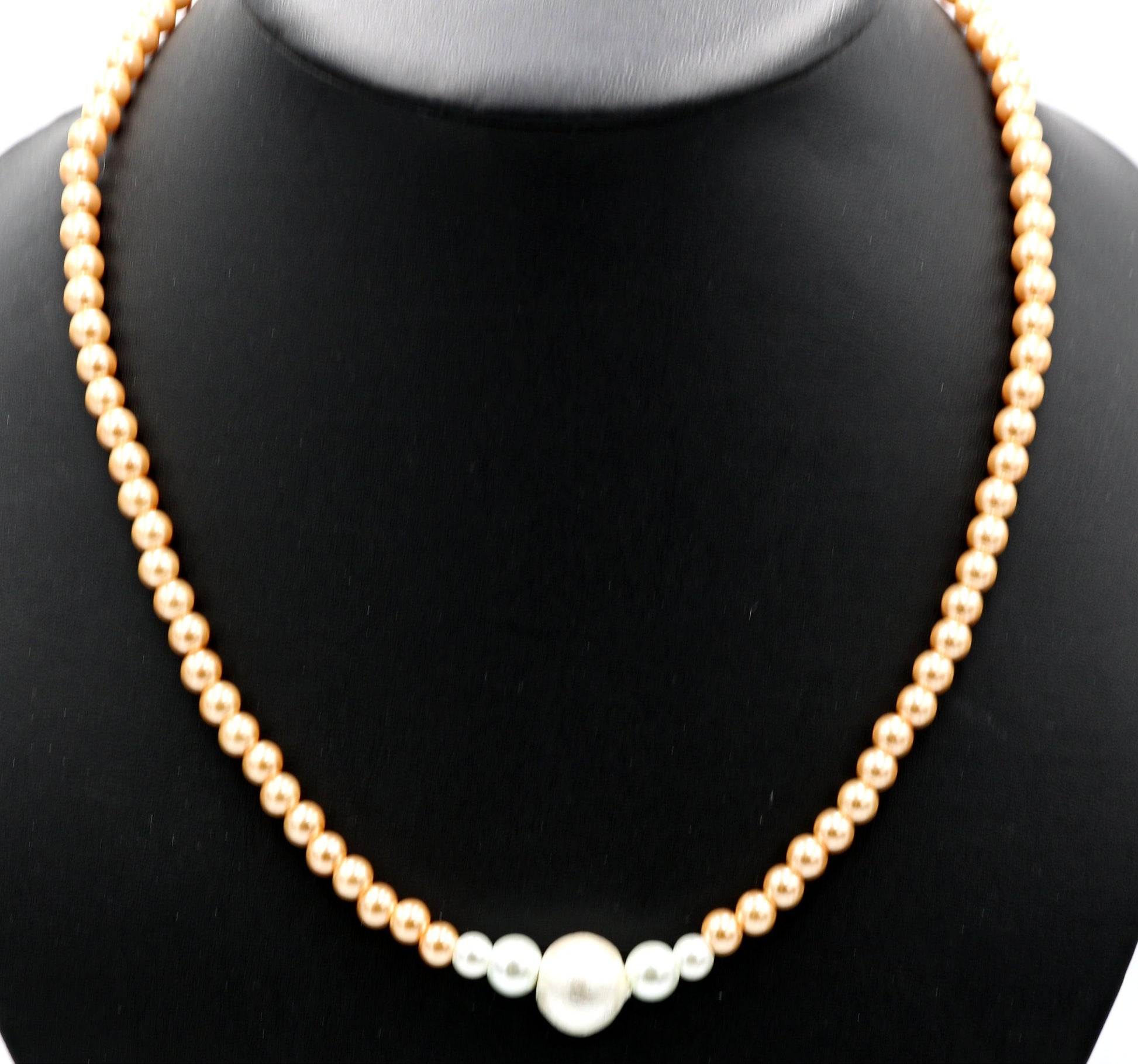 Classic Rose Gold and White Glass Pearl Spring Women's Necklace - Monkeysmojo