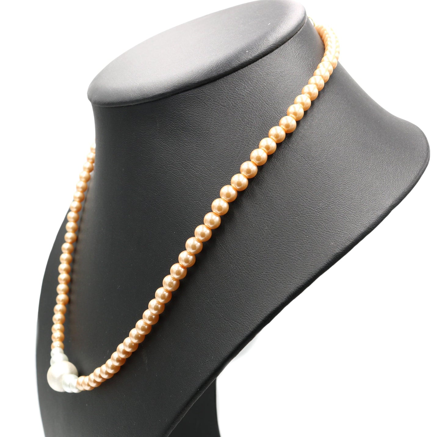 Classic Rose Gold and White Glass Pearl Spring Women's Necklace - Monkeysmojo