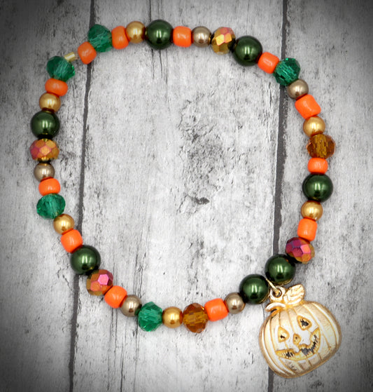 Crave Away the Night in The Pumpkin Patch Bracelet with Yellow Gold Pumpkin Charm by Monkey's Mojo