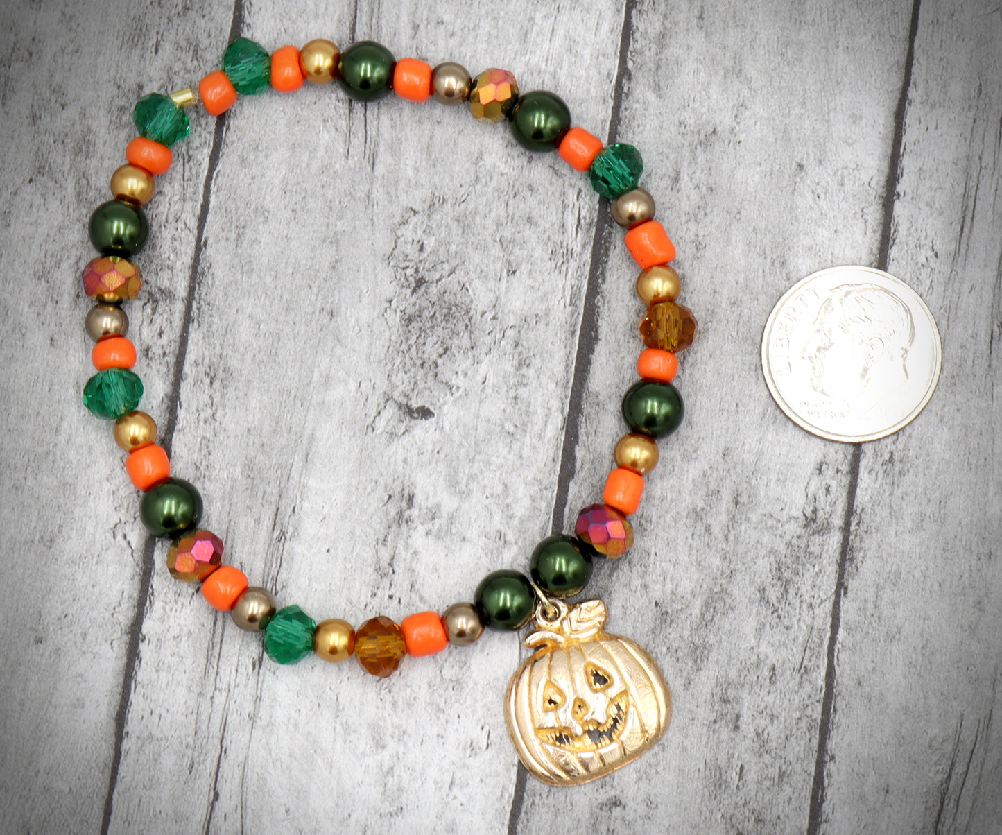 Crave Away the Night in The Pumpkin Patch Bracelet with Yellow Gold Pumpkin Charm by Monkey's Mojo