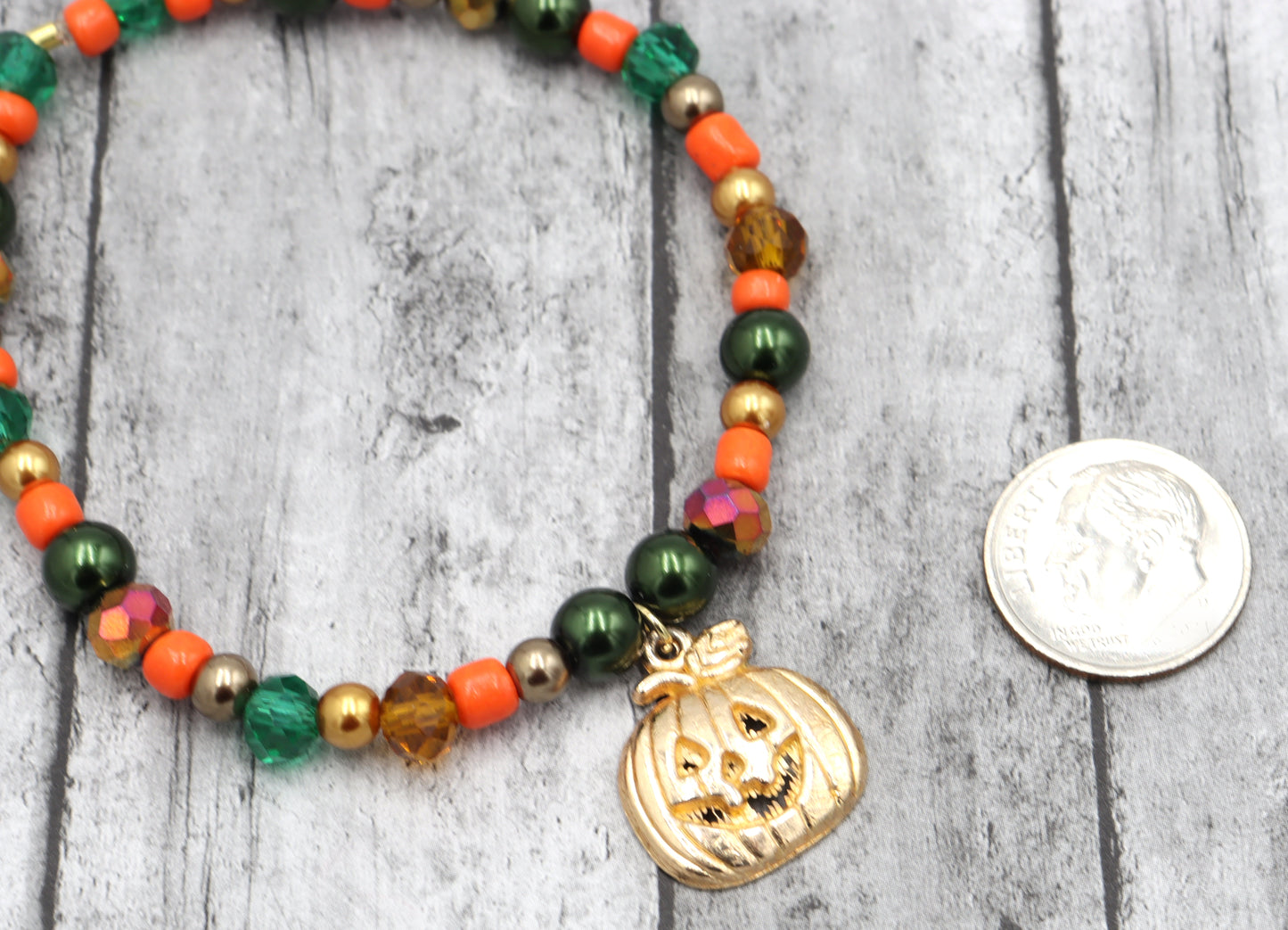 Crave Away the Night in The Pumpkin Patch Bracelet with Yellow Gold Pumpkin Charm by Monkey's Mojo