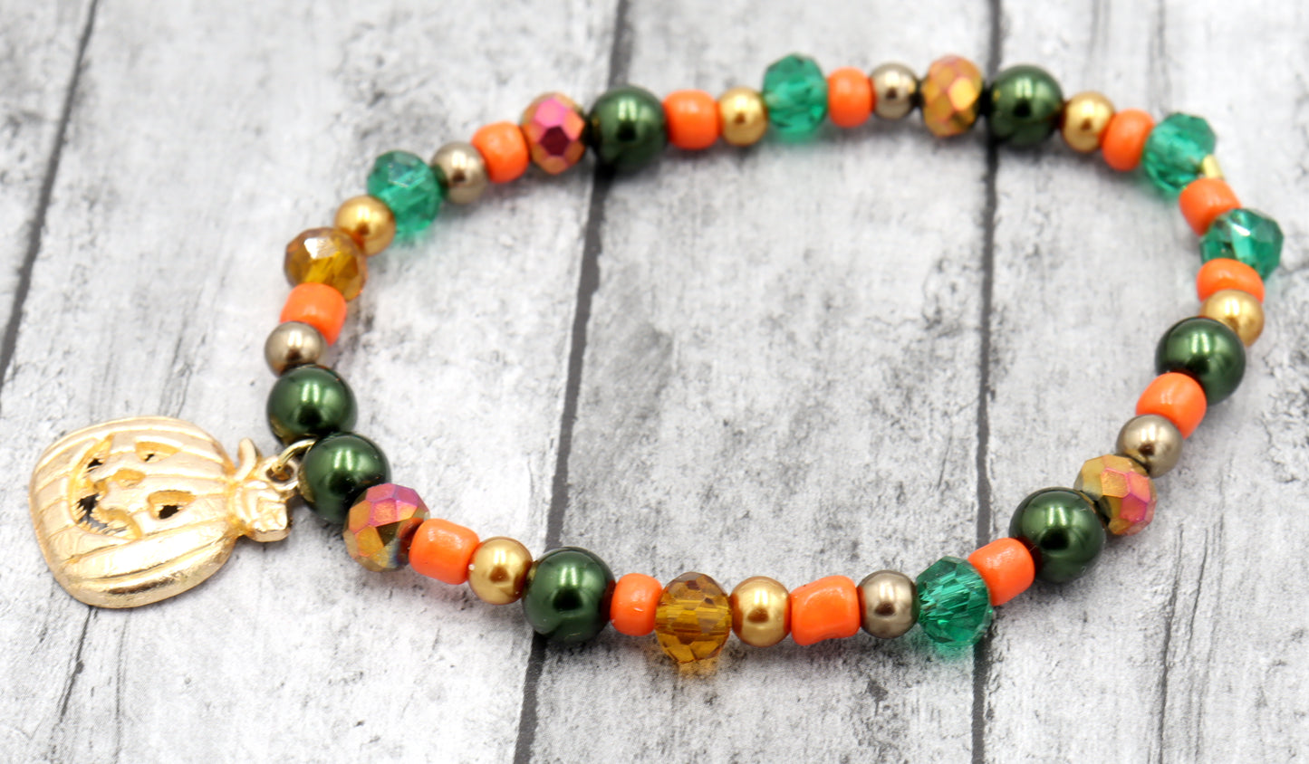 Crave Away the Night in The Pumpkin Patch Bracelet with Yellow Gold Pumpkin Charm by Monkey's Mojo